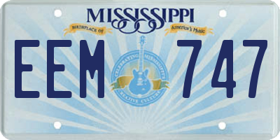 MS license plate EEM747