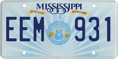 MS license plate EEM931