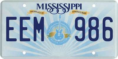 MS license plate EEM986