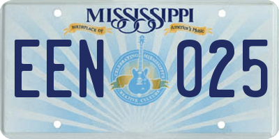 MS license plate EEN025