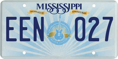 MS license plate EEN027