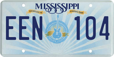 MS license plate EEN104