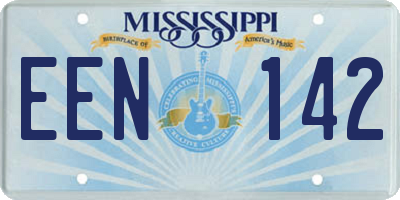 MS license plate EEN142