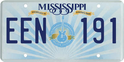 MS license plate EEN191