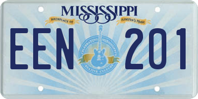 MS license plate EEN201