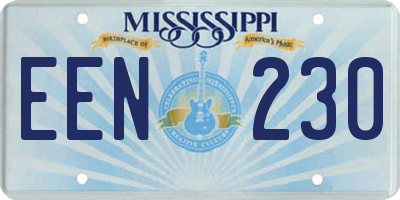 MS license plate EEN230