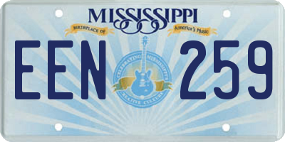 MS license plate EEN259