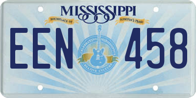 MS license plate EEN458