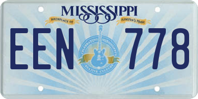 MS license plate EEN778