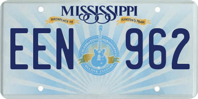 MS license plate EEN962