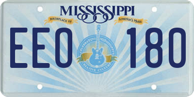 MS license plate EEO180