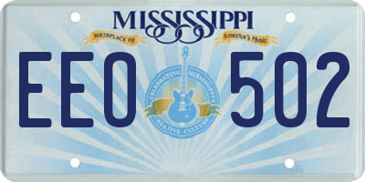 MS license plate EEO502