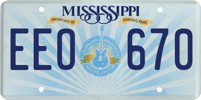 MS license plate EEO670