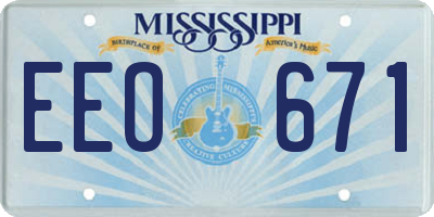 MS license plate EEO671