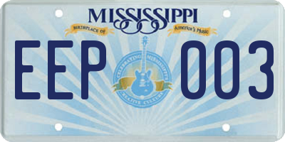 MS license plate EEP003