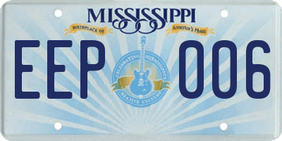 MS license plate EEP006