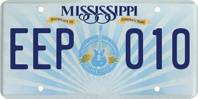 MS license plate EEP010