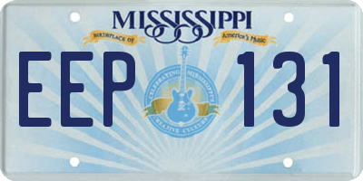 MS license plate EEP131