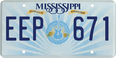 MS license plate EEP671
