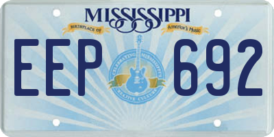MS license plate EEP692