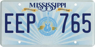 MS license plate EEP765
