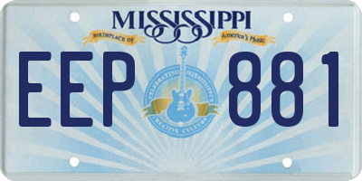 MS license plate EEP881