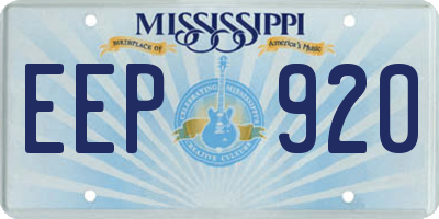 MS license plate EEP920