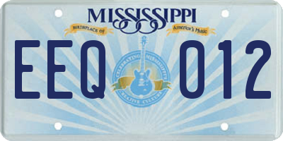 MS license plate EEQ012