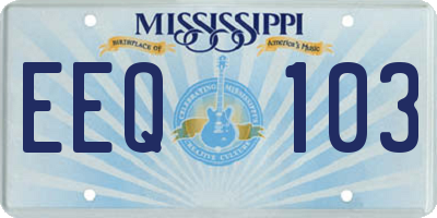MS license plate EEQ103