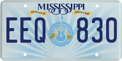 MS license plate EEQ830