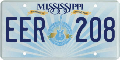 MS license plate EER208