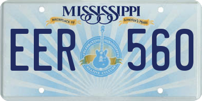 MS license plate EER560