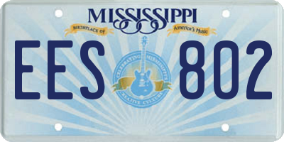 MS license plate EES802