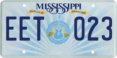 MS license plate EET023