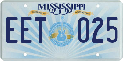 MS license plate EET025