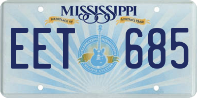 MS license plate EET685