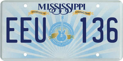 MS license plate EEU136