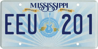 MS license plate EEU201