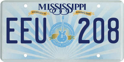 MS license plate EEU208