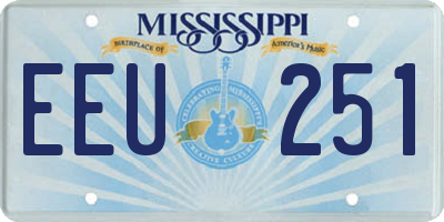 MS license plate EEU251