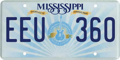 MS license plate EEU360