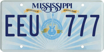 MS license plate EEU777