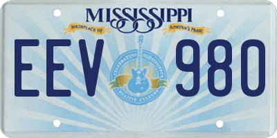 MS license plate EEV980