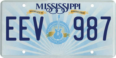 MS license plate EEV987