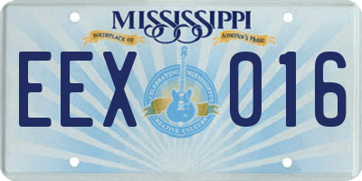 MS license plate EEX016