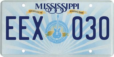 MS license plate EEX030