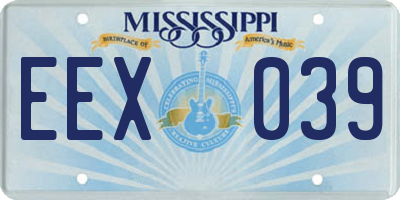 MS license plate EEX039