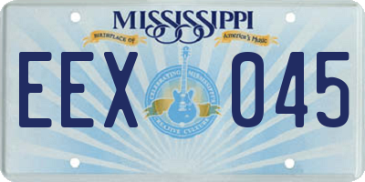 MS license plate EEX045