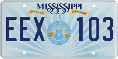 MS license plate EEX103