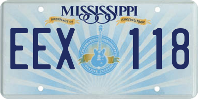 MS license plate EEX118